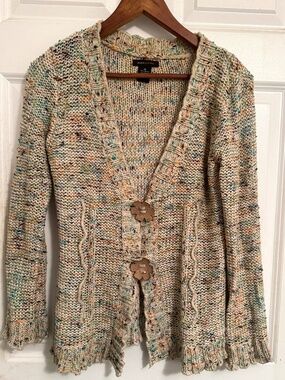 BCBGMaxAzria multi color knit cardigan with cool buttons.
